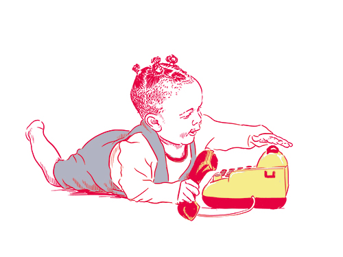 Baby playing with a toy phone Baby playing with a toy phone