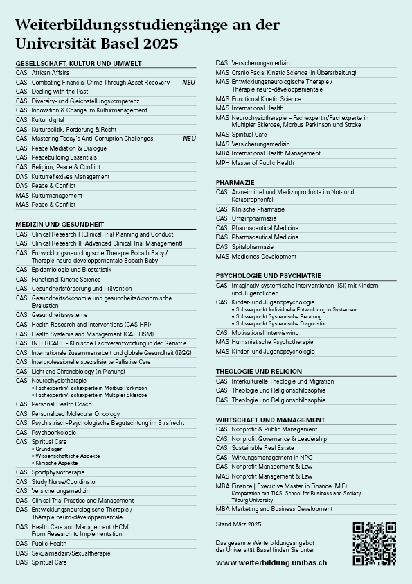 Übersicht Studiengänge 2025