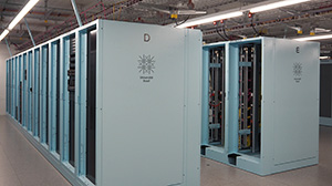 Two rows with large server cabinets