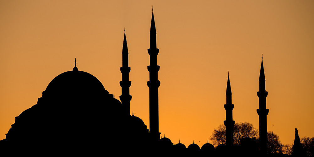 Suleymaniye Mosque in Istanbul against the light. Suleymaniye Mosque in Istanbul against the light.