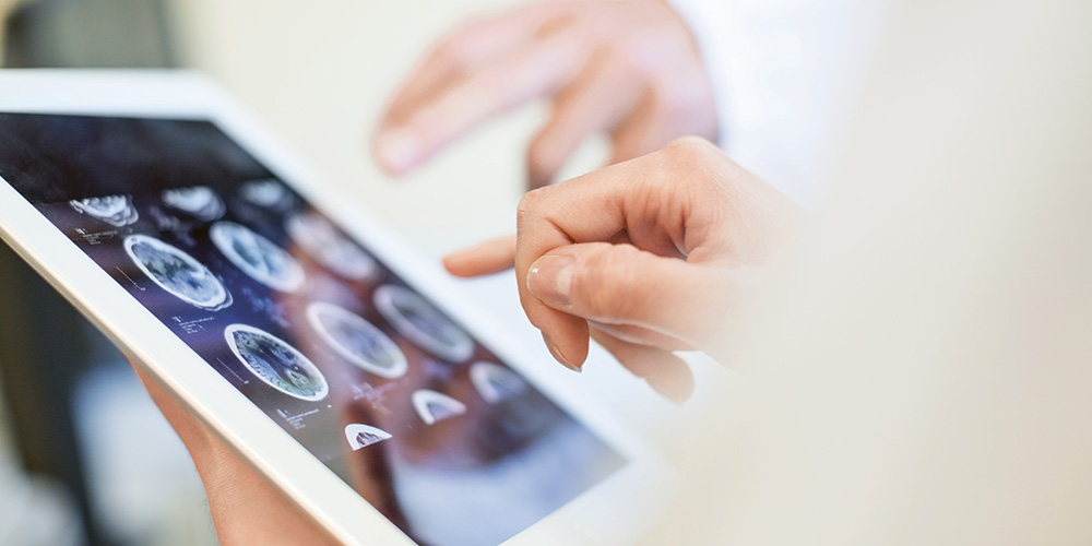 A tablet with y-ray images A tablet with y-ray images