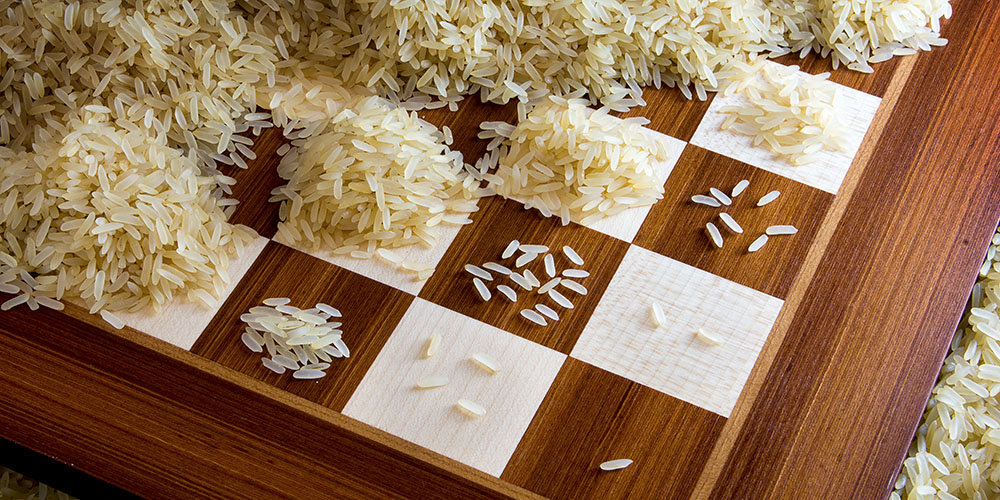 Chess board with rice on its fields Chess board with rice on its fields